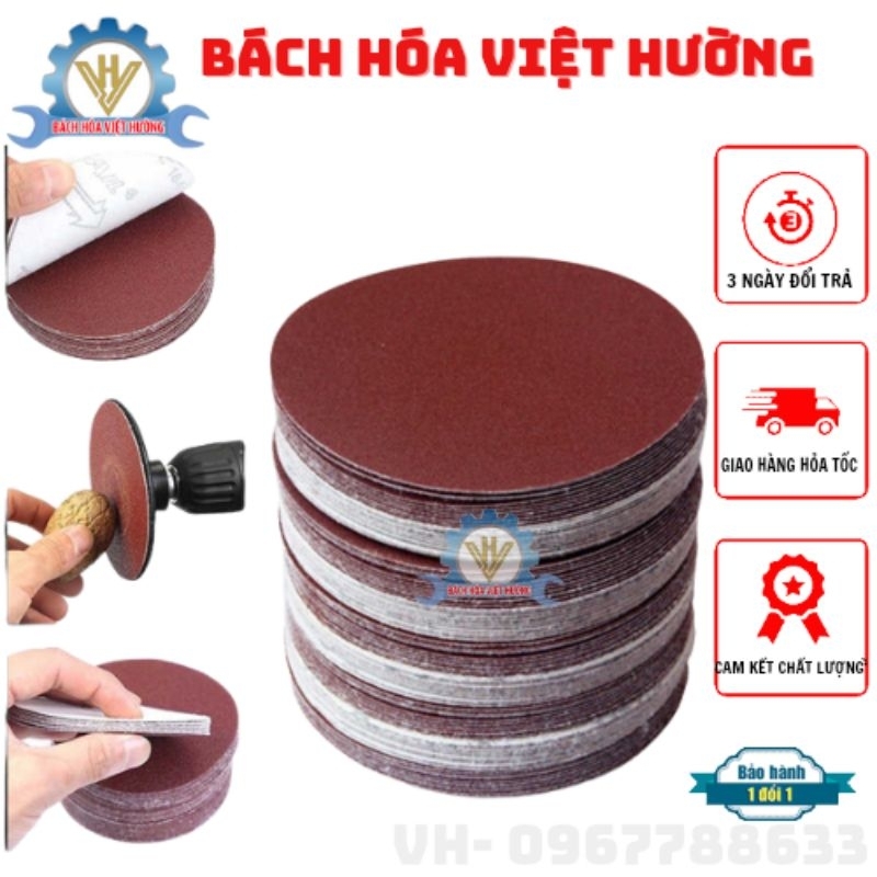 Nhám tròn, nhám dính, giâý ráp tròn chà gỗ phi 100mm, 125mm, 180mm đủ số