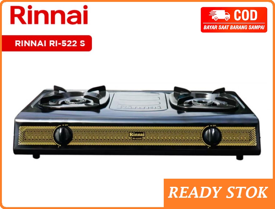 Kompor Gas Rinnai RI-522S Kompor Gas 2 Tungku Original Hitam batik Api Sun  Burner Bergaransi Resmi | Lazada Indonesia
