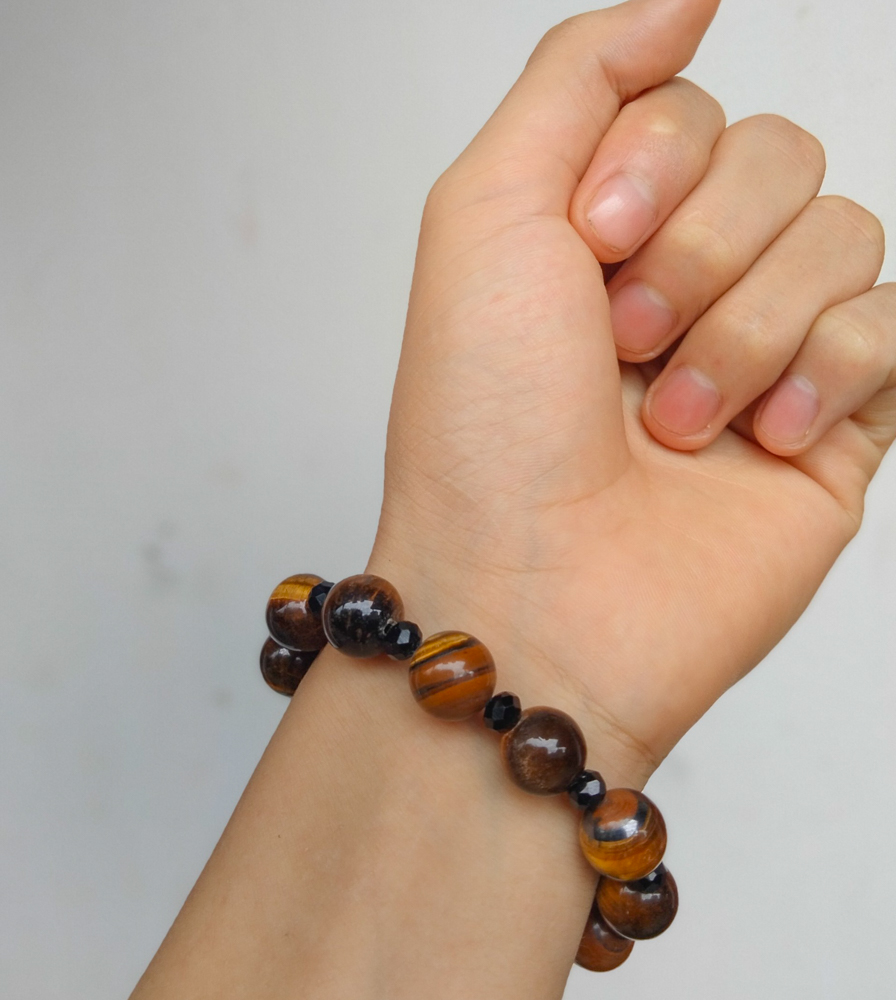 Chuỗi Tràng Hạt Mân Côi đá vàng nâu 12ly