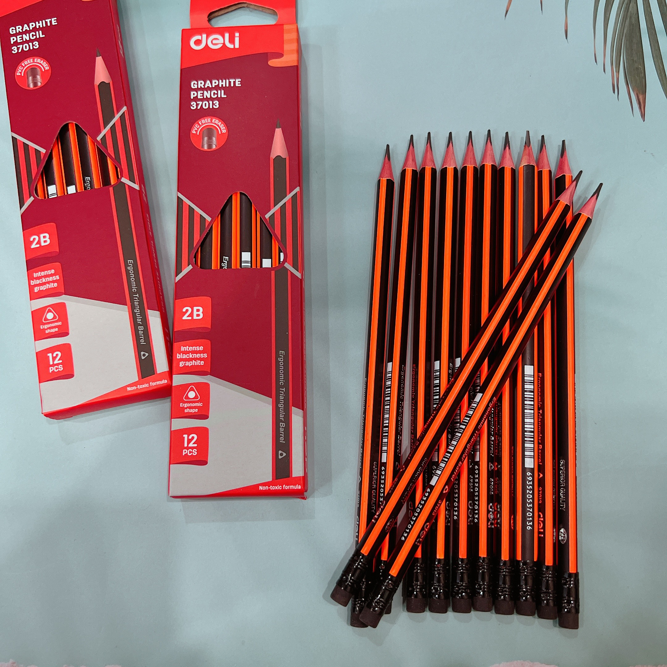 Viết chì 2B deli , nguyên hộp có gôm 37013 chất lượng cao