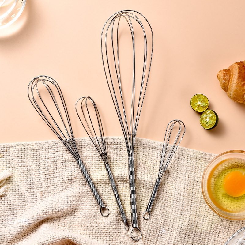 430 Stainless Steel Mini Spring Handle Manual Whisk Small Egg Mixer Cream Whipper