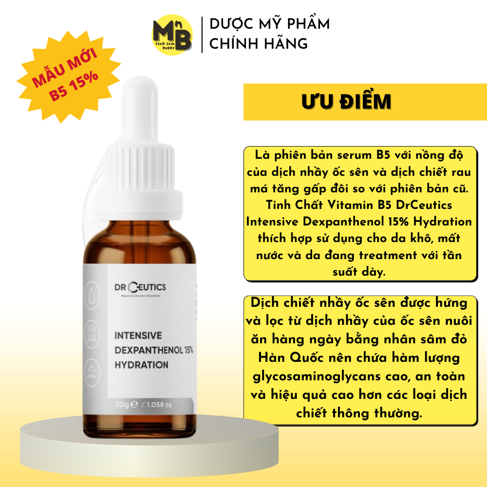 Serum B5 DrCeutics Dexpanthenol 10% Centella Extract HA cấp ẩm và phục hồi da 30ml 100ml