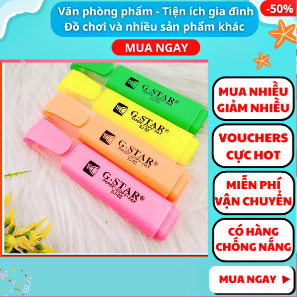 Bút highlight dạ quang Gstar 4 màu cực đẹp ,bút bôi sáng, bút dạ, bút highlight, đồ dùng học tập, Aplusmart