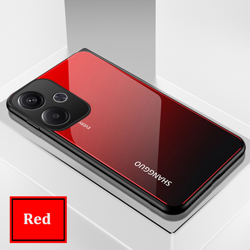 For Xiaomi Poco M6 Case Gradient Mirror Tempered Glass Protector Hard For Xiaomi Poco M6 4G Back Cover Phone Cases.