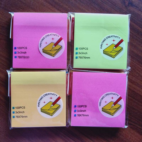 Giấy ghi chú, note 5 màu Sticky note GS-04 (3X3 inch), Xấp 100 tờ