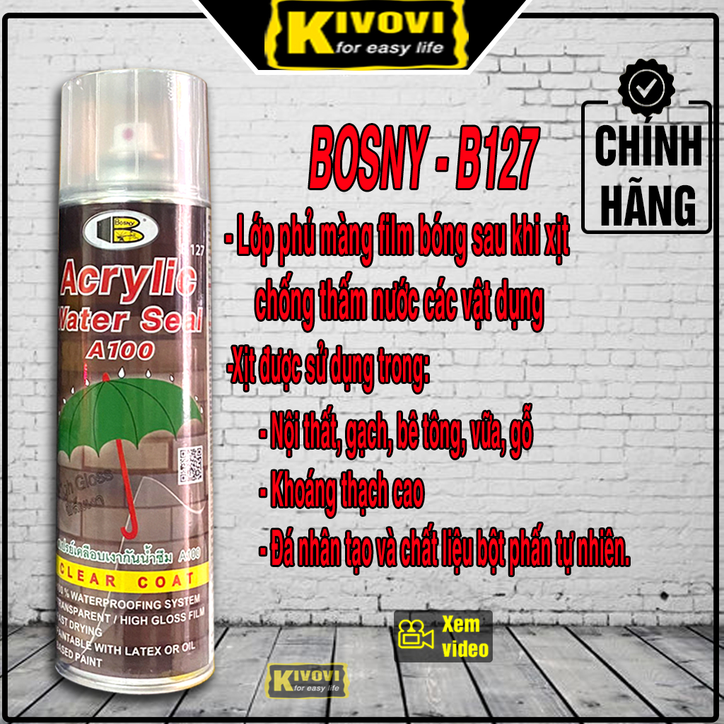 Spray waterproof dột multi-purpose leak sealer bosny Thailand 600ml B125/spray bottle waterproof dột roof roof corrugated, spray waterproof wall-coated surface leakage protection tube