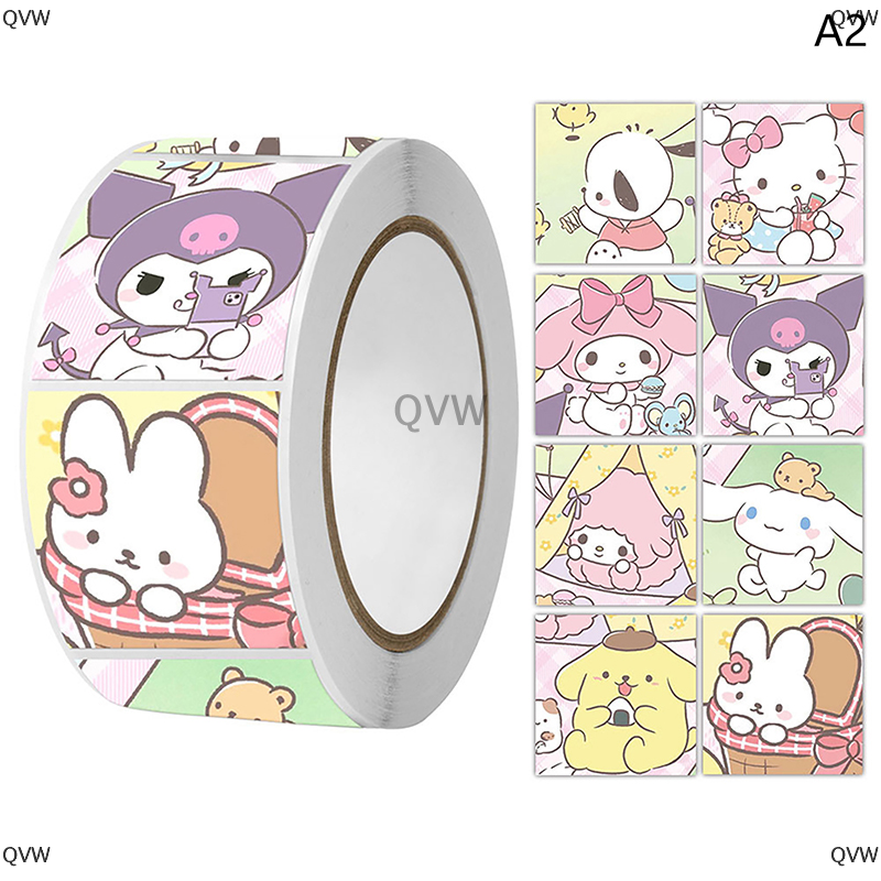 QVW 500 cái cuộn dán trang trí dán tài khoản tay niêm phong Băng biểu hiện phim hoạt hình dễ thương