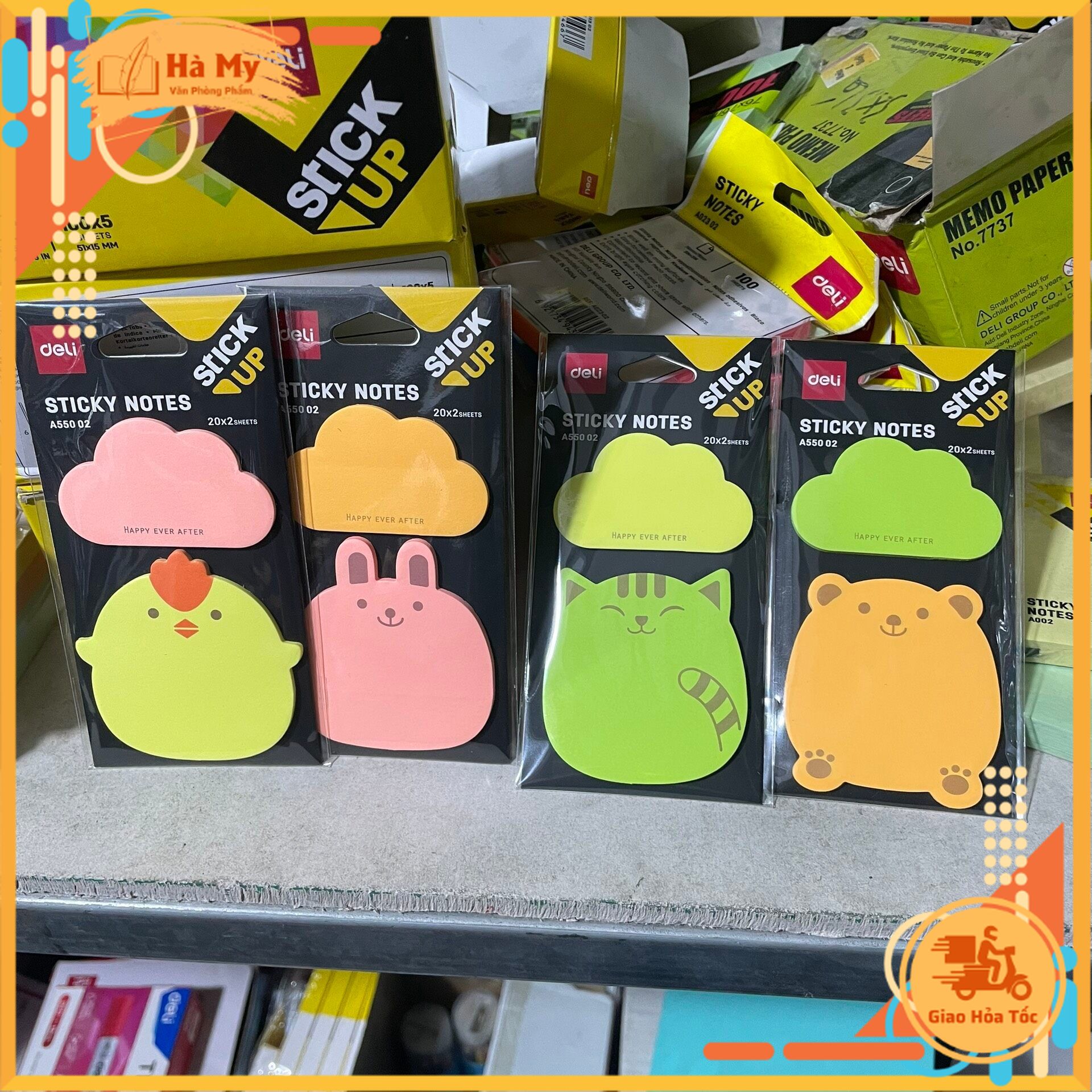 (Xấp 40 Tờ) Giấy note, giấy ghi chú hình học sinh Deli EA55002