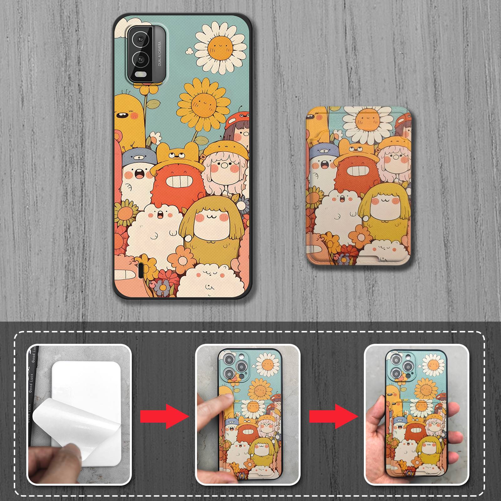 Card%20bag%20Cover%20Phone%20Case%20For%20Nokia%20C210%20Card%20slot%20TPU%20Graffiti%20protective%20Fashion%20Design%20Cute%20Full%20wrap%20Shockproof%20-%20Image%203