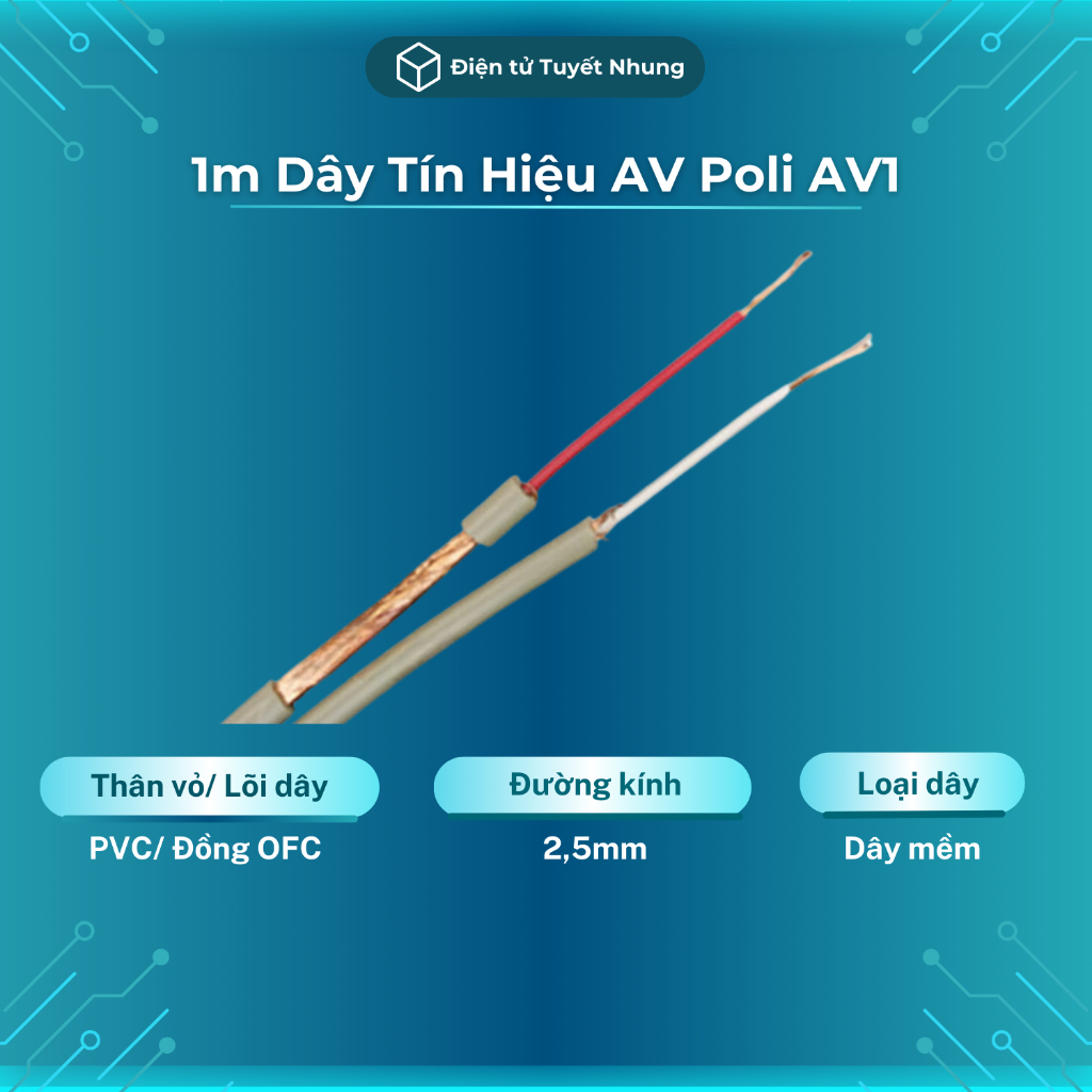 1m dây tín hiệu av poli av1 lõi đồng ofc - dây tín hiệu âm thanh av chất lượng - cáp tín hiệu av lỗi 1-1 trong 7 ngày