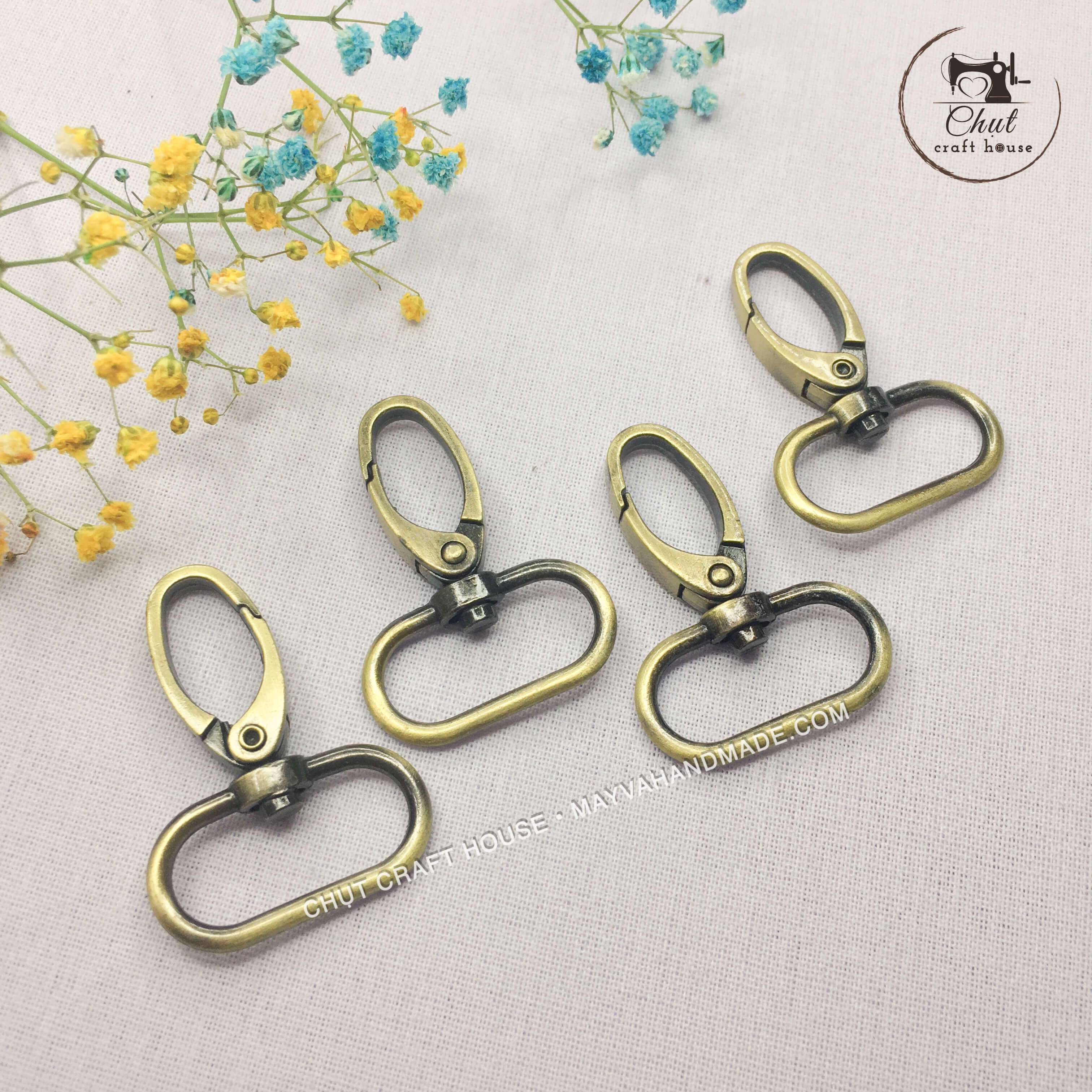[Set 4 chiếc] Khoen móc càng cua ĐỒNG ATIMON làm túi xách balo handmade - Đủ size Giá xưởng