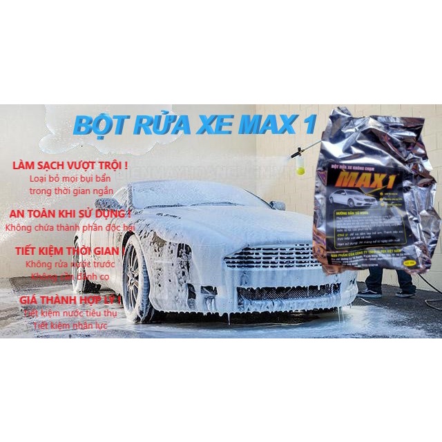 Combo 5KG Bột rửa xe bọt tuyết không chạm Max1, WASHMAX Auto Care