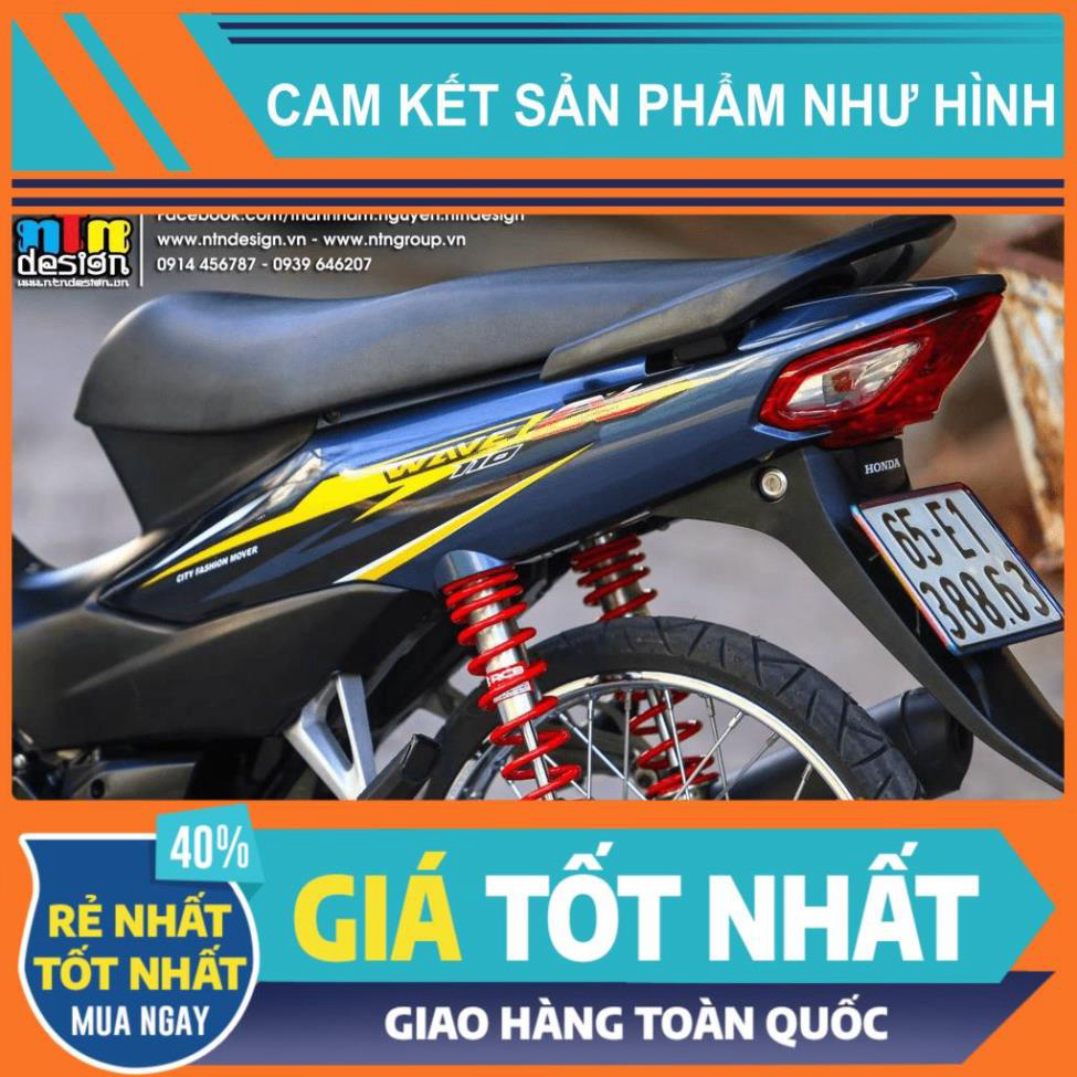 Tem Rời Dán Xe Wave  A 110 Mẫu Xám Vàng Đen