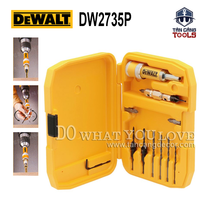 Bộ chuyển khoan và vặn vít 12 chi tiết dewalt dw2735
