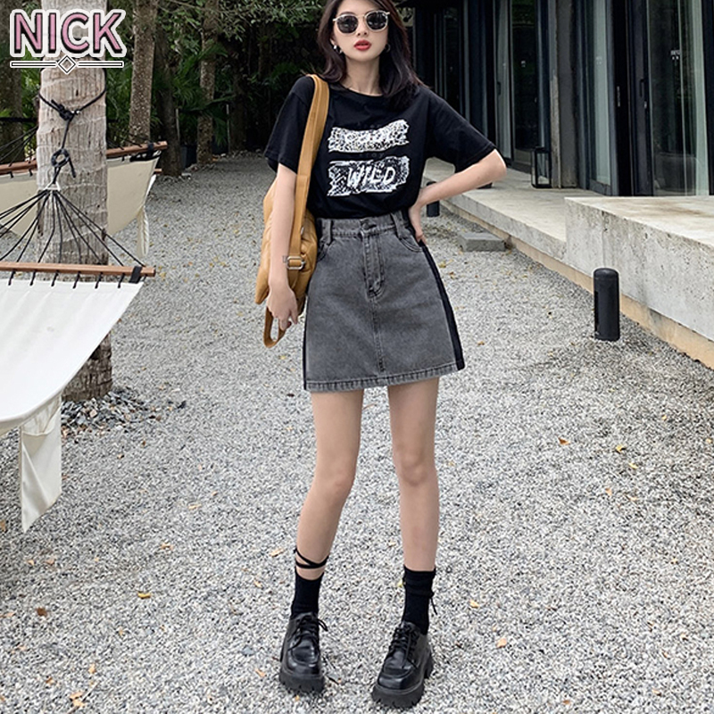 NICK 慵懒风显瘦显高甜酷炸街牛仔半身裙春夏季新款纯欲牛仔半身裙潮