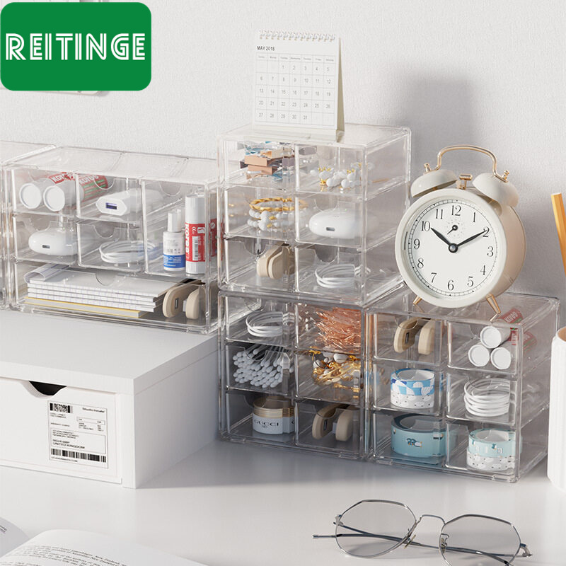 Desktop cabinet storage box transparent drawer-type separated pen container student office desk stationery storage box rack