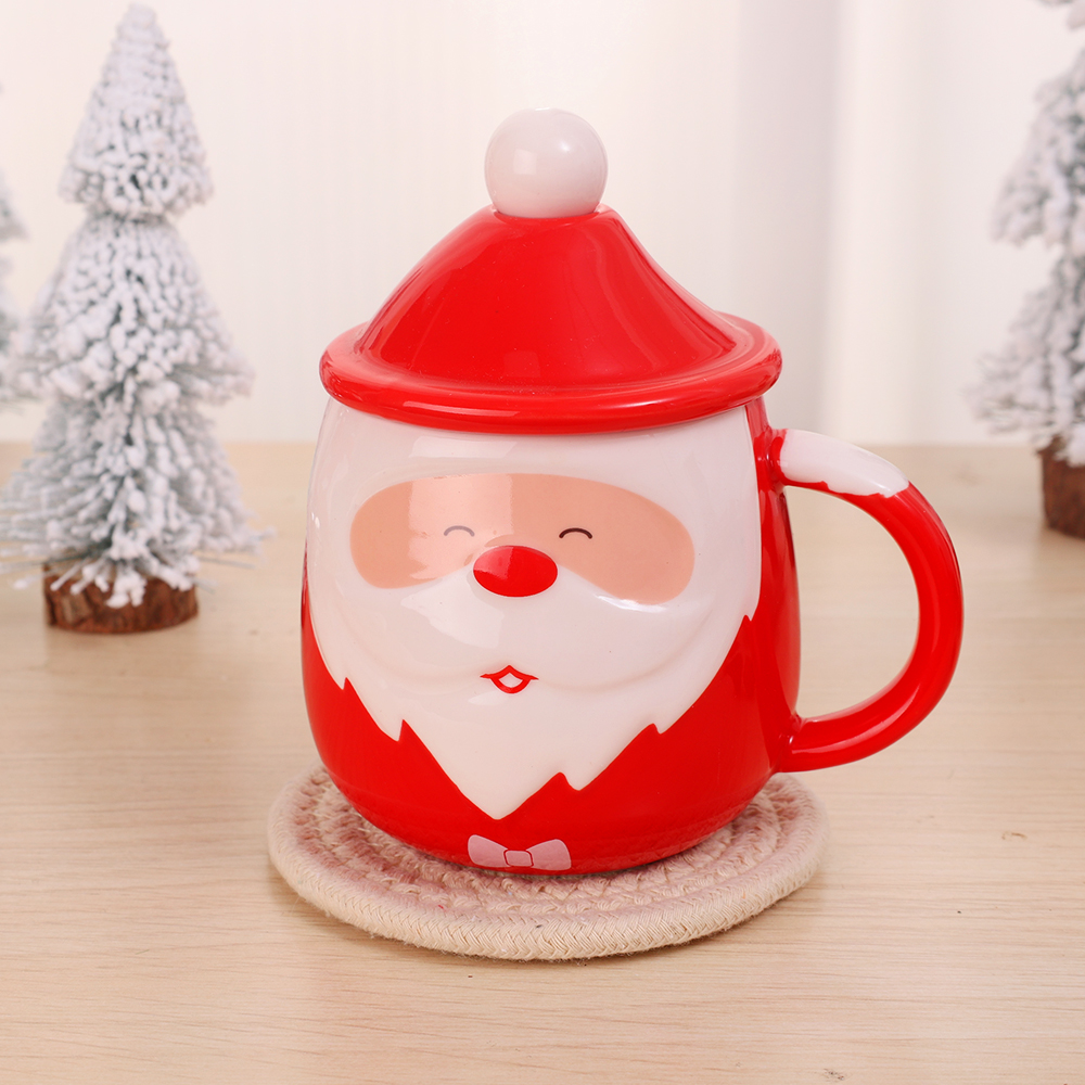 400ml Home Kitchen Christmas Festival Party Cute Cartoon Santa Claus Style Portable Handle Milk Coffee Mug Water Cup