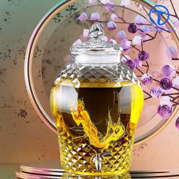 Bình ngâm sâm thủy tinh 8833 10 lít có van