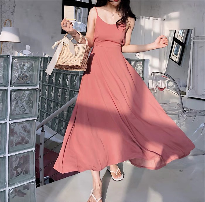 Đầm Maxi 2 Dây Nơ Lưng Cực Xinh