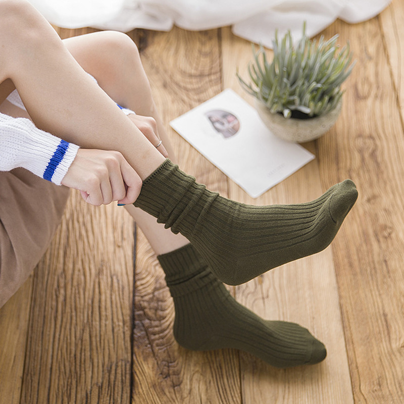 Wenefang%20Fashion%201pair%20Women%20Cotton%20Loose%20Socks%20Knitting%20Solid%20Color%20Black%20Pink%20Student%20Girls%20Stockings%20Elegant%20Retro%20Long%20Socks%20Breathable%20-%20Image%203