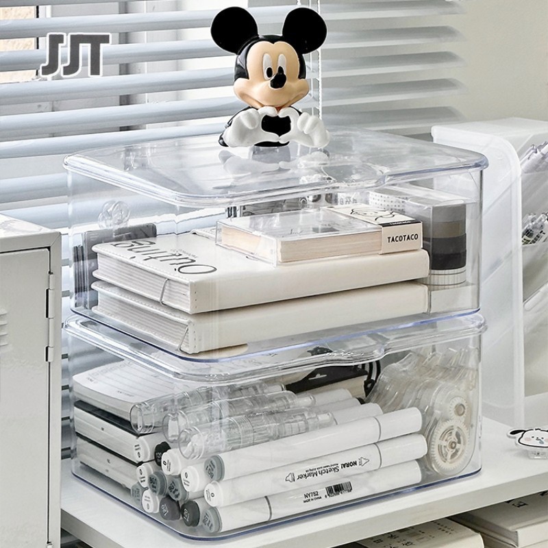 Desktop storage box Sundry stationery sorting box Dustproof box with cover Transparent storage box for office dormitory Drawer desktop storage box desktop storage box desk storage rack drawer multifunctional drawer glove box