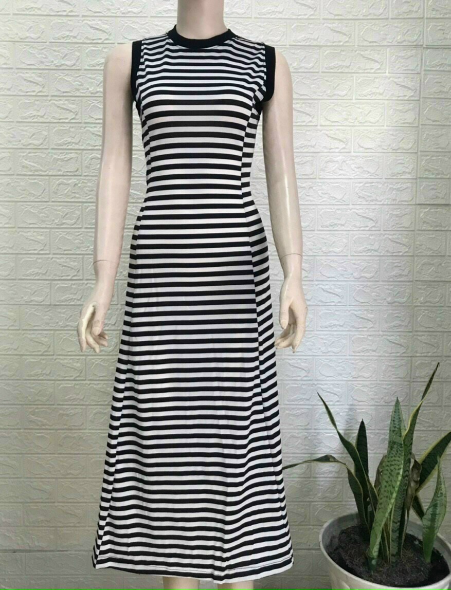 ĐẦM MAXI THUN SỌC VIỀN BO