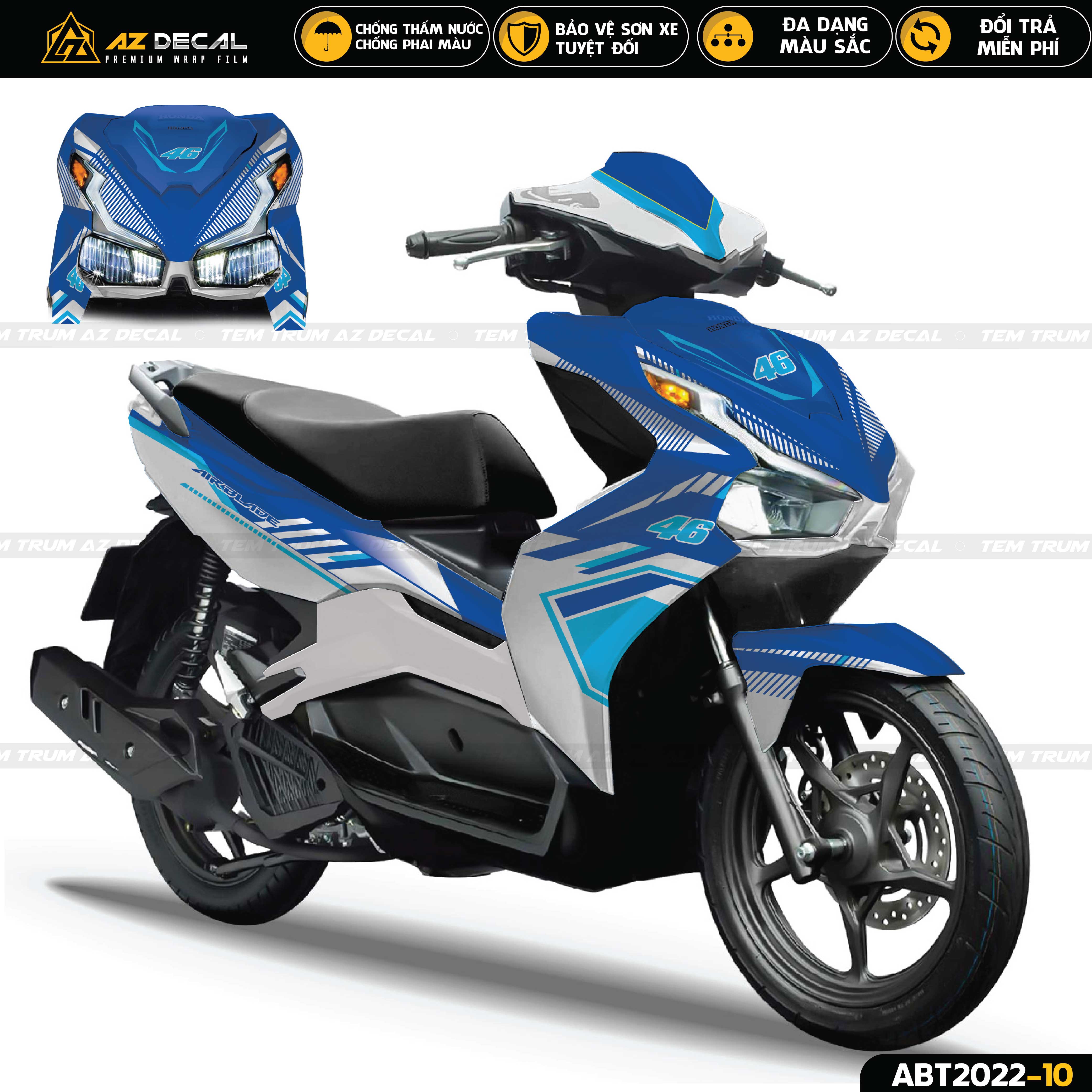 Tem Trùm Dán Xe Air Blade Phong Cách 46 Cực Chất | ABT2022-10 | Decal Dán Trùm Xe Máy AB Airblade Chống Nước, Bền Màu - Azdecal