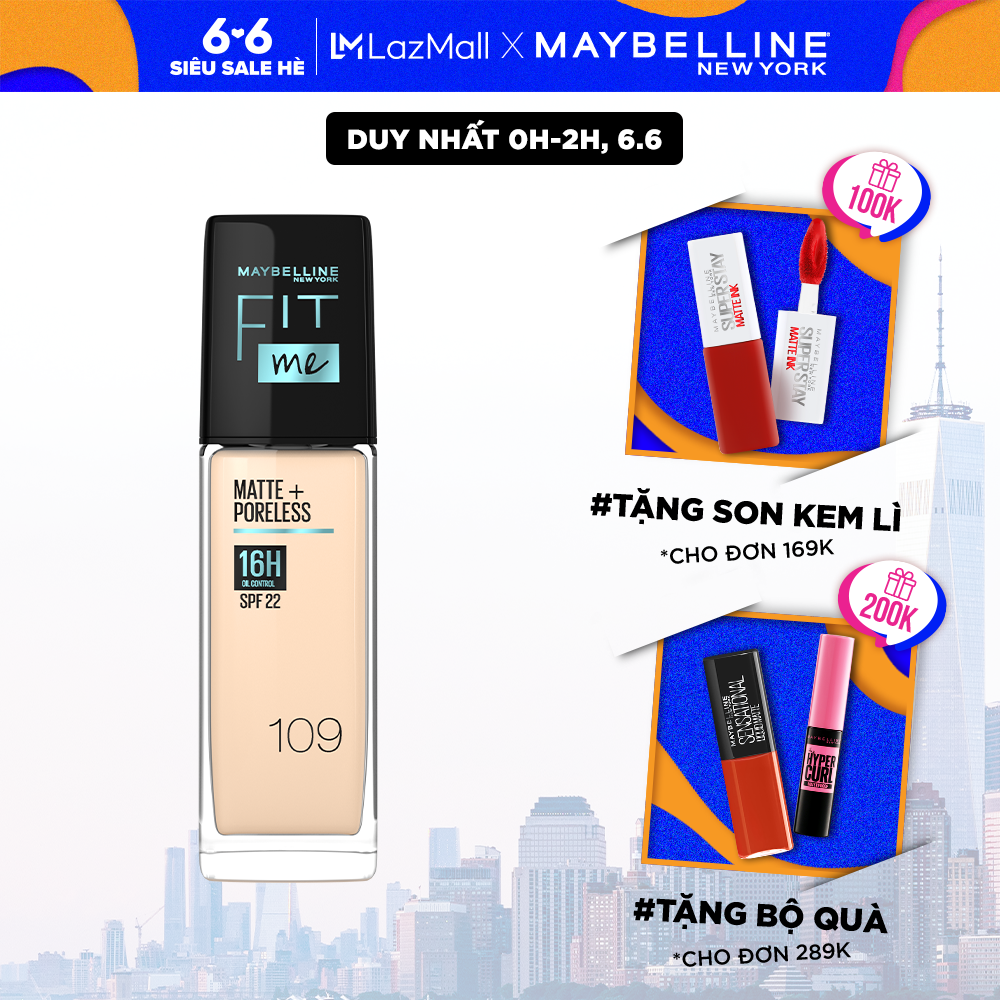 Kem Nền Mịn Nhẹ Kiềm Dầu Fit Me Maybelline New York Matte Poreless Foundation 30ml
