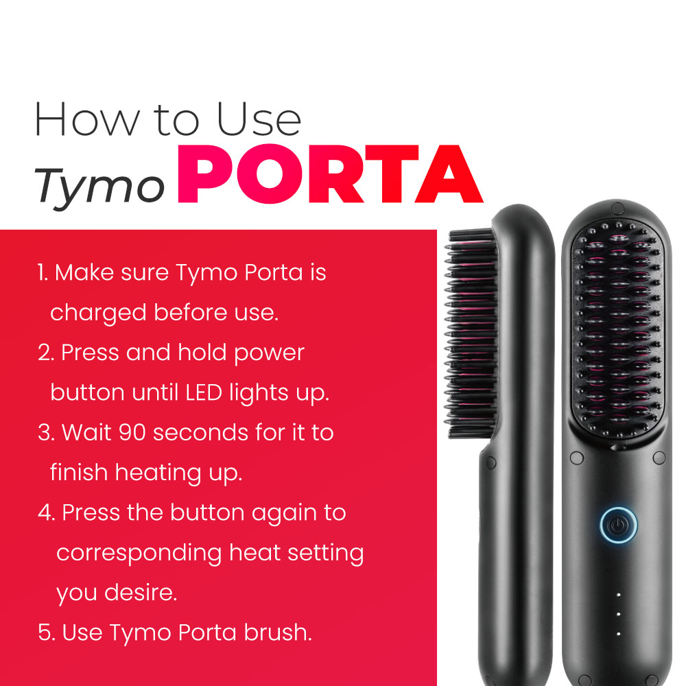 Tymo Porta Mini Cordless Portable Hair Straightener Brush