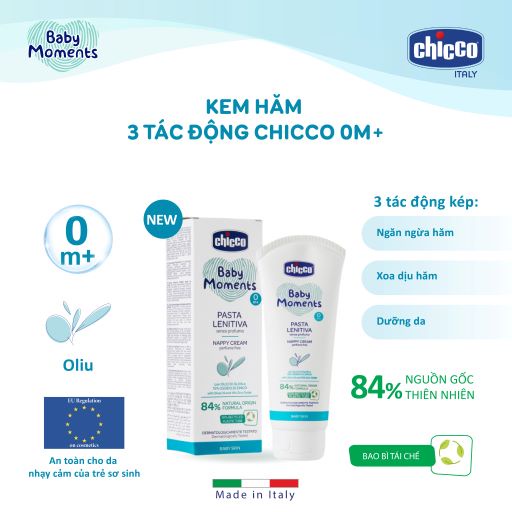[Chính hãng]. Kem chống hăm 3 tác động Chicco 0M+ 100ml