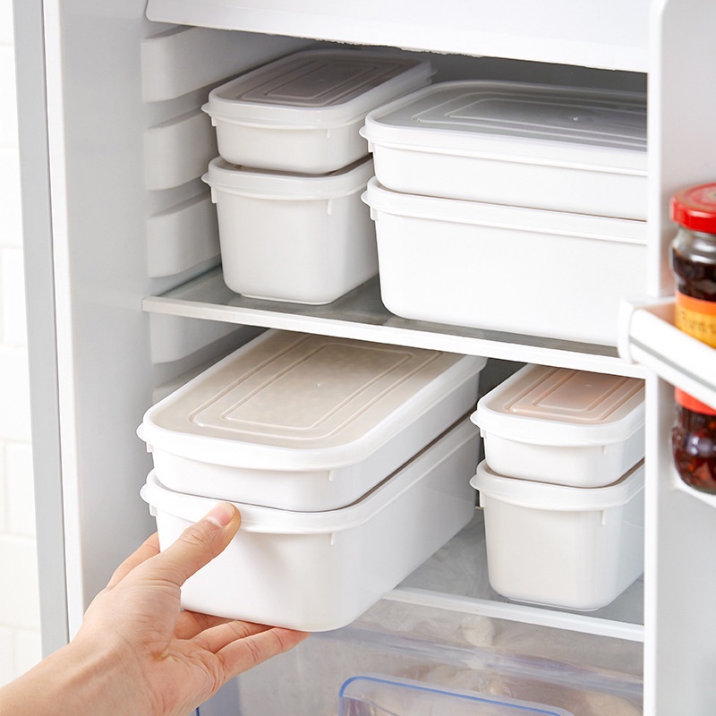 Simple Food Storage Container Plastic Kitchen Refrigerator Box Fresh-keeping Storage Box Kitchen Organizer Gadget 350/700/800/1600ML