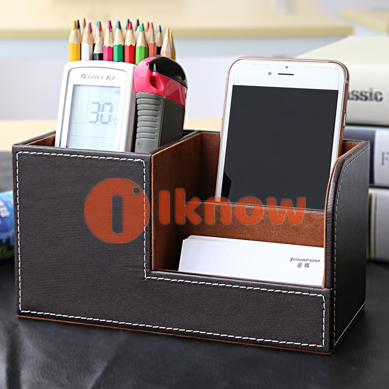 Hộp Sắp Xếp Để Bàn Đa Năng Bằng Da PU Hộp Đựng Bút Chì Hộp Đựng Danh Thiếp Giá Đỡ Điện Thoại Di Động/Điều Khiển Từ Xa Đồ Dùng Văn Phòng
