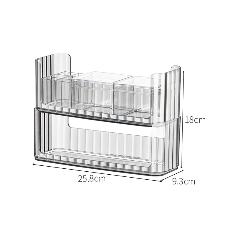 Desktop cosmetics storage box set light luxury mirror cabinet storage box plastic transparent organizing box combination set