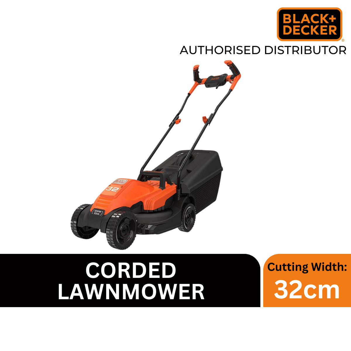 Electric lawn mower BEMW451BH / 1200 W / 32 cm, Black+Decker