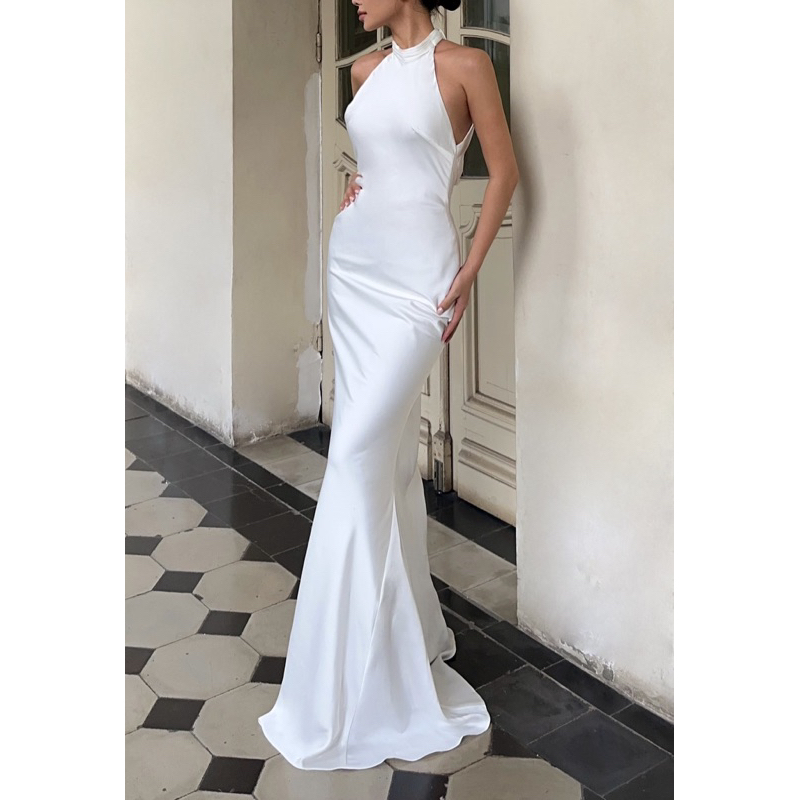 Tiffany silk dress - váy đuôi cá - váy lụa - váy dài dự tiệc - đầm cổ yếm - hàng thiết kế