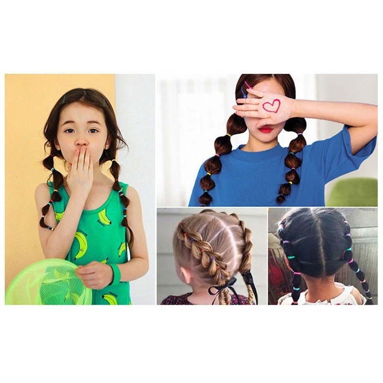 Hộp 4000 Thun Cột Tóc, Chun Buộc Tóc Cho Bé - Thun Tóc Nhiều Màu Cho Bé