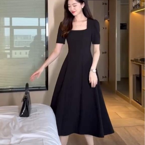MIMI BigSize [45KG-100KG] Đầm Cổ Vuông dáng xòe-Bs108
