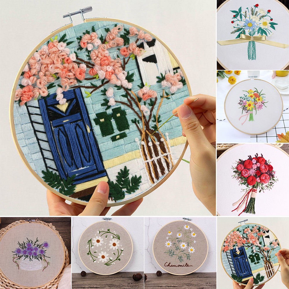 Beginner's Embroidery Starter Kit with Flower Design High Quality Materials