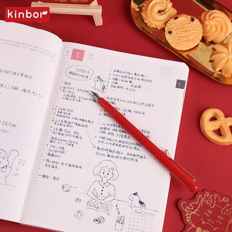 Kinbor Notebook 2024 A6 A5 Full Year Schedule Daily Planner and Libretas Timeline Weekly Plan Efficiency 다이어리 School Office