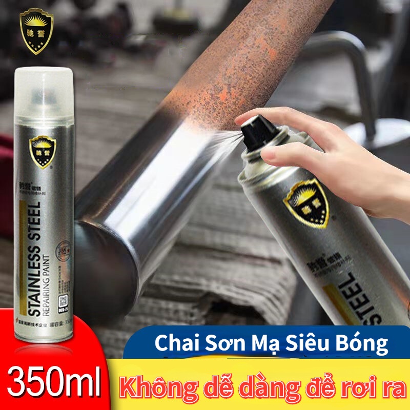 Sơn bạc mạ crom sơn xịt mạ chrome sáng bóng 350ml - chai sơn mạ siêu bóng-sơn xe sơn mối hàn inox