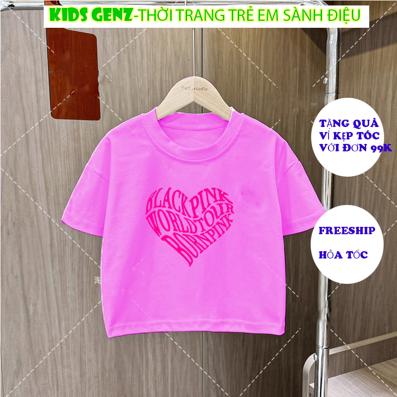 Áo croptop cho bé gái 11 tuổi-15 tuổi blackpink kids genz