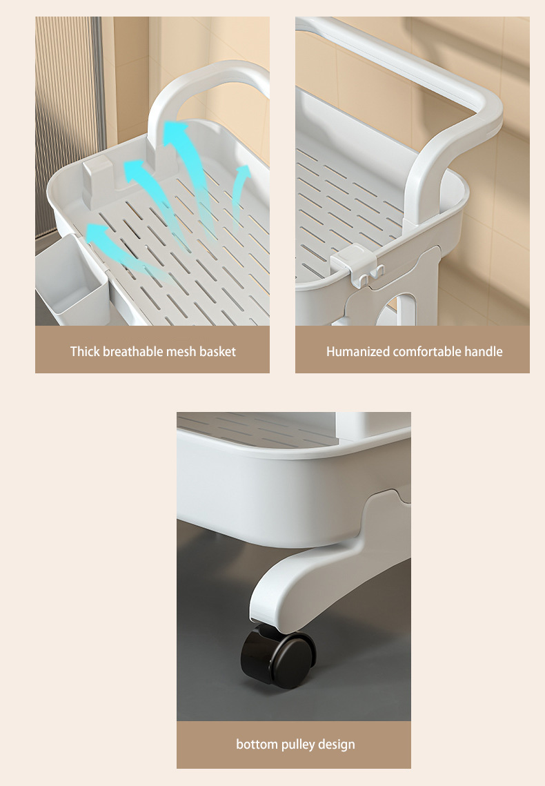 YONUO Trolley rotating rack kitchen bathroom mobile snacks bathroom multi-storey bedroom bedside storage storage rack