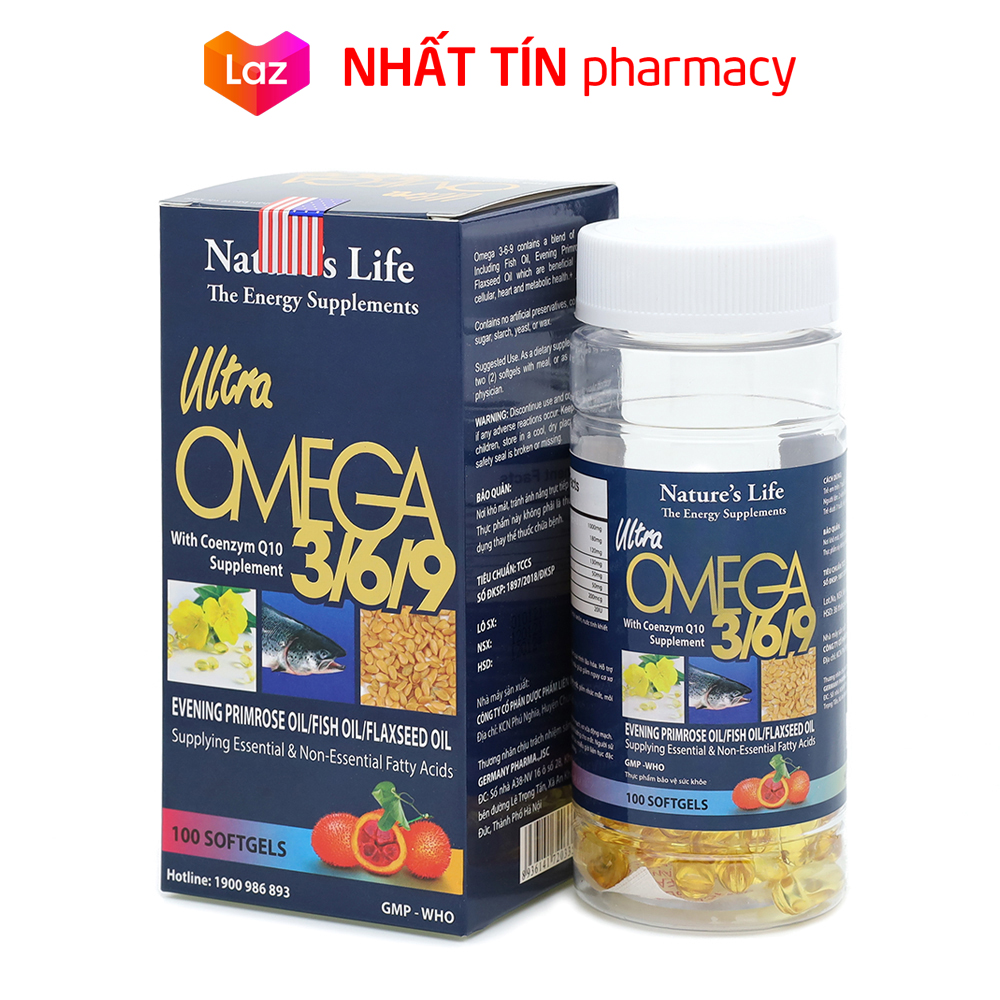Viên dầu cá Omega 369 Bổ não sáng mắt khỏe mạnh tim mạch tăng cường trí nhớ cho người từ 7 tuổi - Hộp 100 viên - NHẤT TÍN PHARMACY