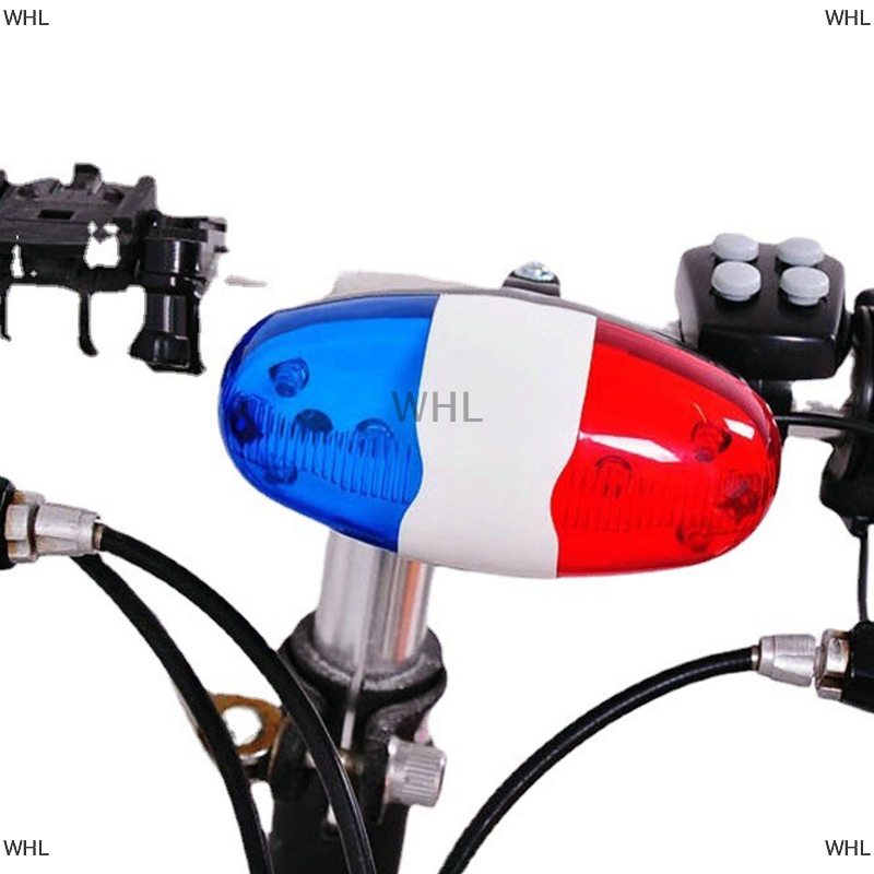 Whl chuông xe đạp 6 đèn led 4 tông màu đèn cảnh sát còi điện tử còi xe đạp trẻ em