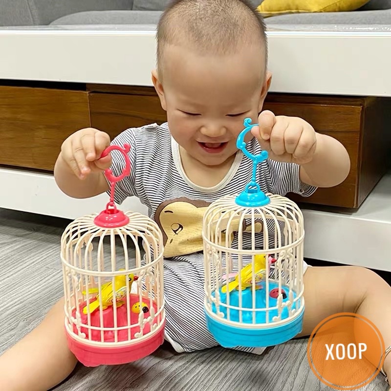 Đồ chơi lồng chim phát âm thanh như chim thật-Lồng Chim Đồ Chơi Có Nhạc Đèn Tiếng Chim Hót