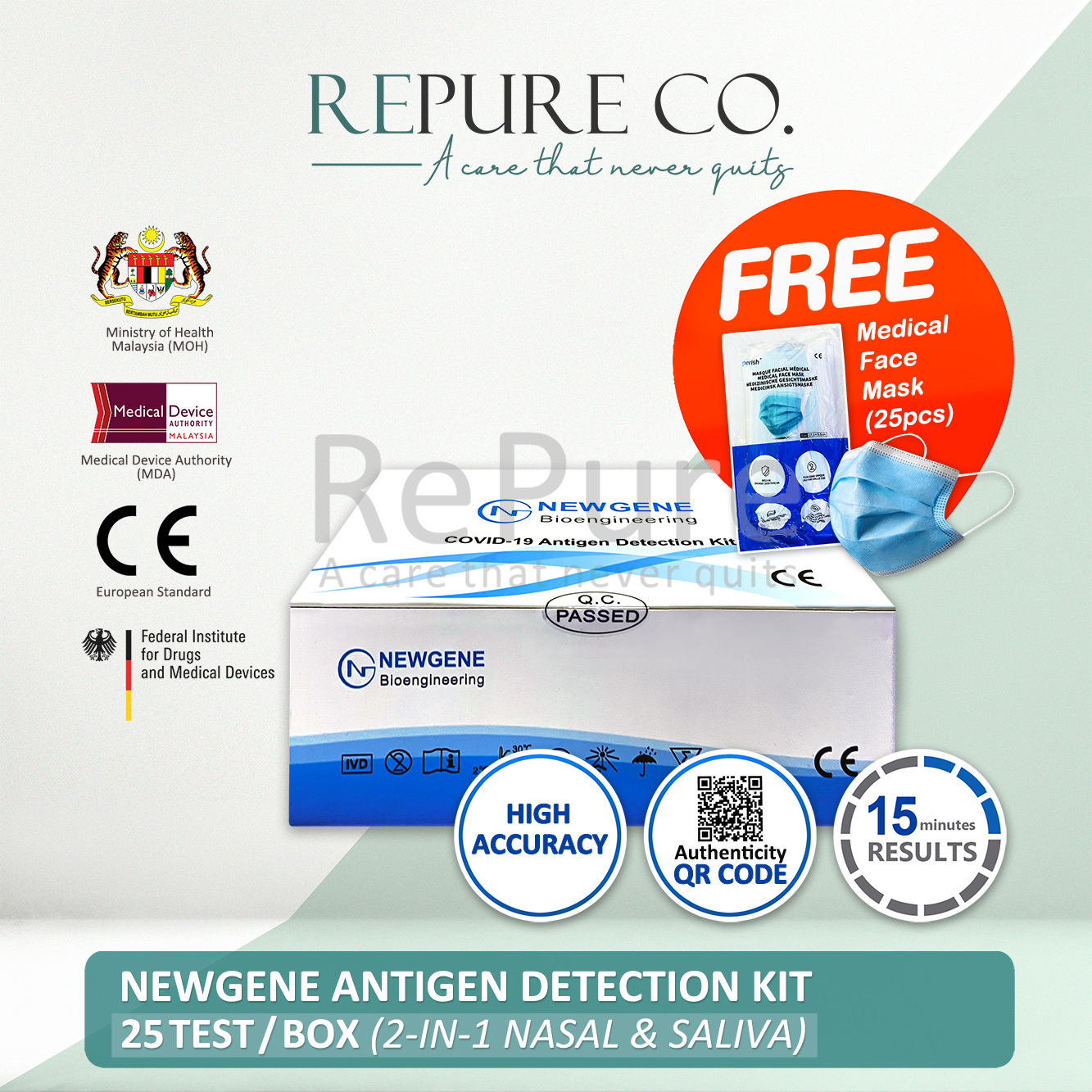 【COVID ESSENTIAL】Newgene Self Test Kits Original MDA Approved Biodetect