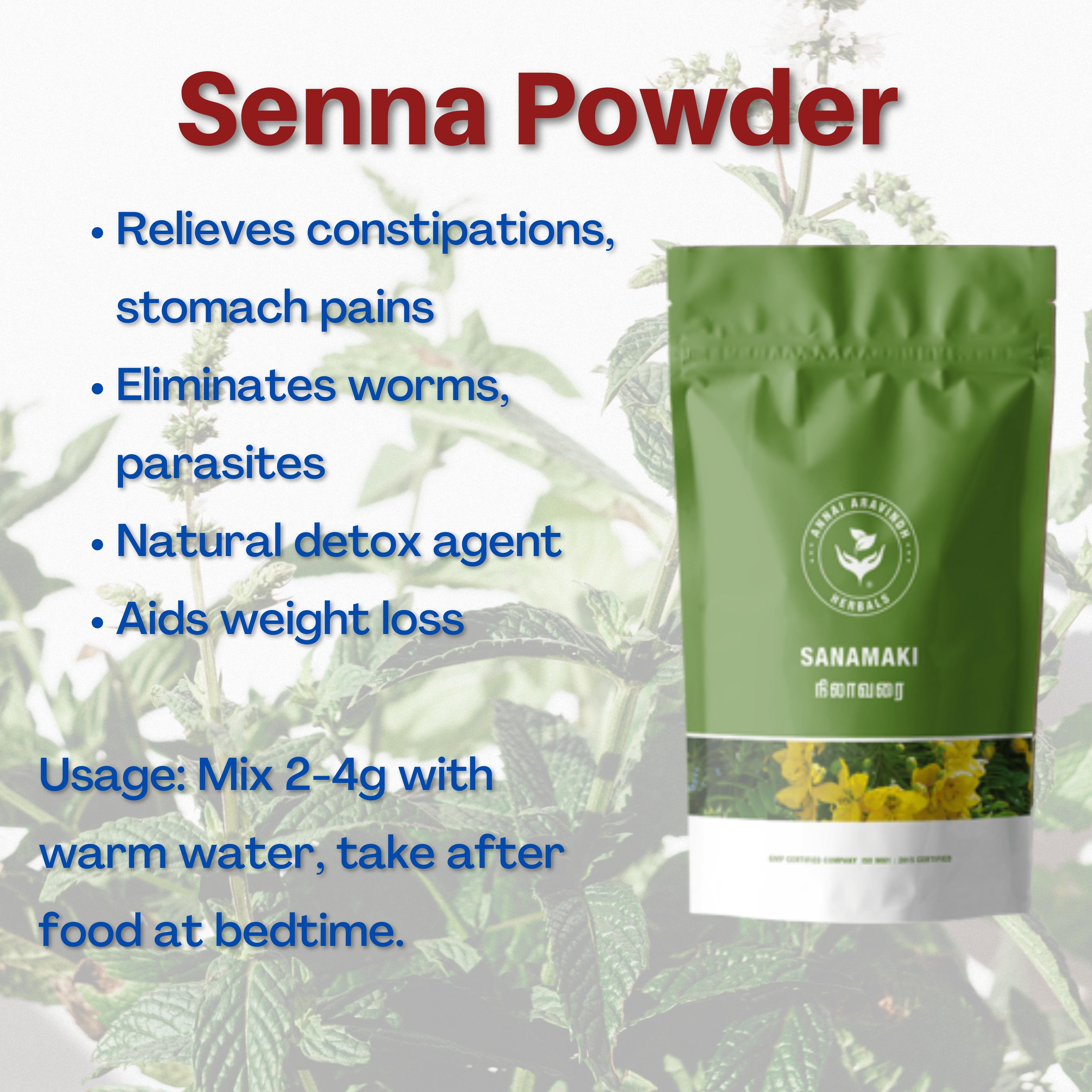 Nilavarai / Senna / Sanamaki Powder 50g Annai Aravindh Herbals