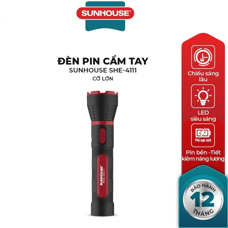 Đèn pin cầm tay siêu sáng sunhouse cỡ lớn she-4111
