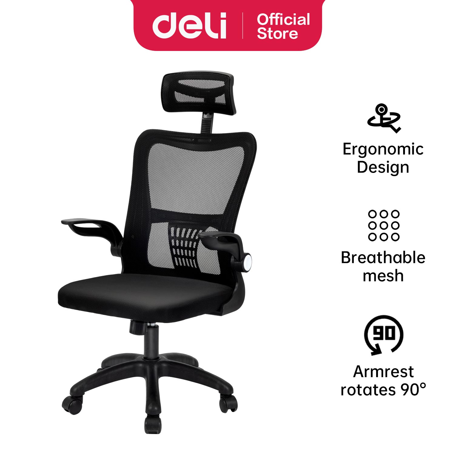Deli Office Chair / Kursi Kantor / Kursi Kerja Jaring dengan Senderan