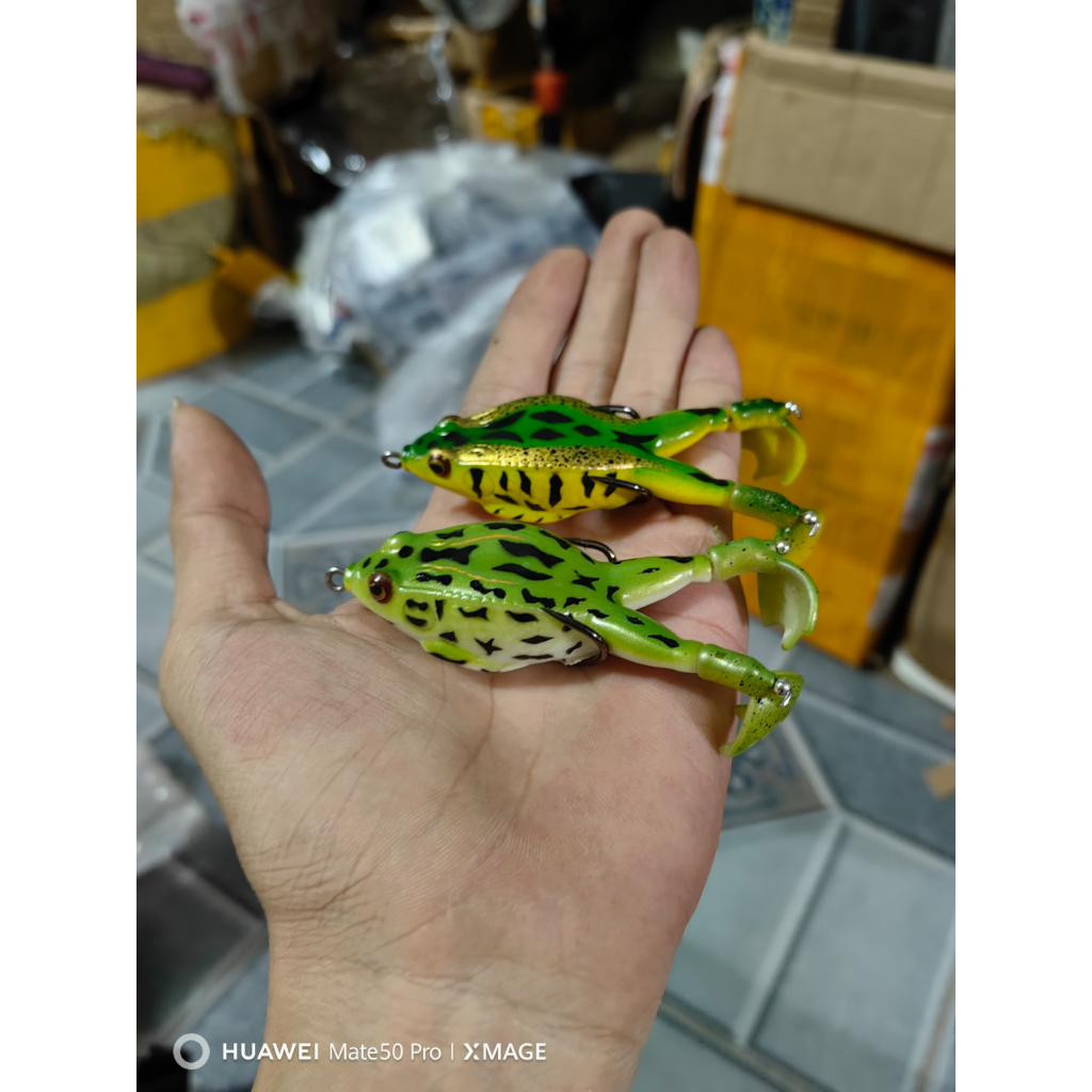 Mồi câu cá lóc,nhái hơi Prop frog có chân vịt xoáy nước
